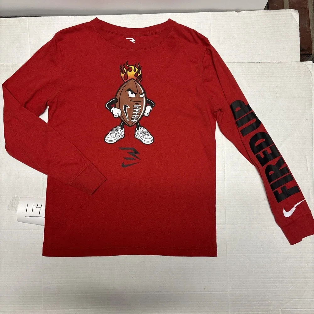 Nike 3Brand by Russell Wilson Boys XL Red Fired Up Graphic Long Sleeve Shirt